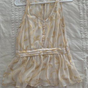 Anthropologie Gold and White Tank, XS